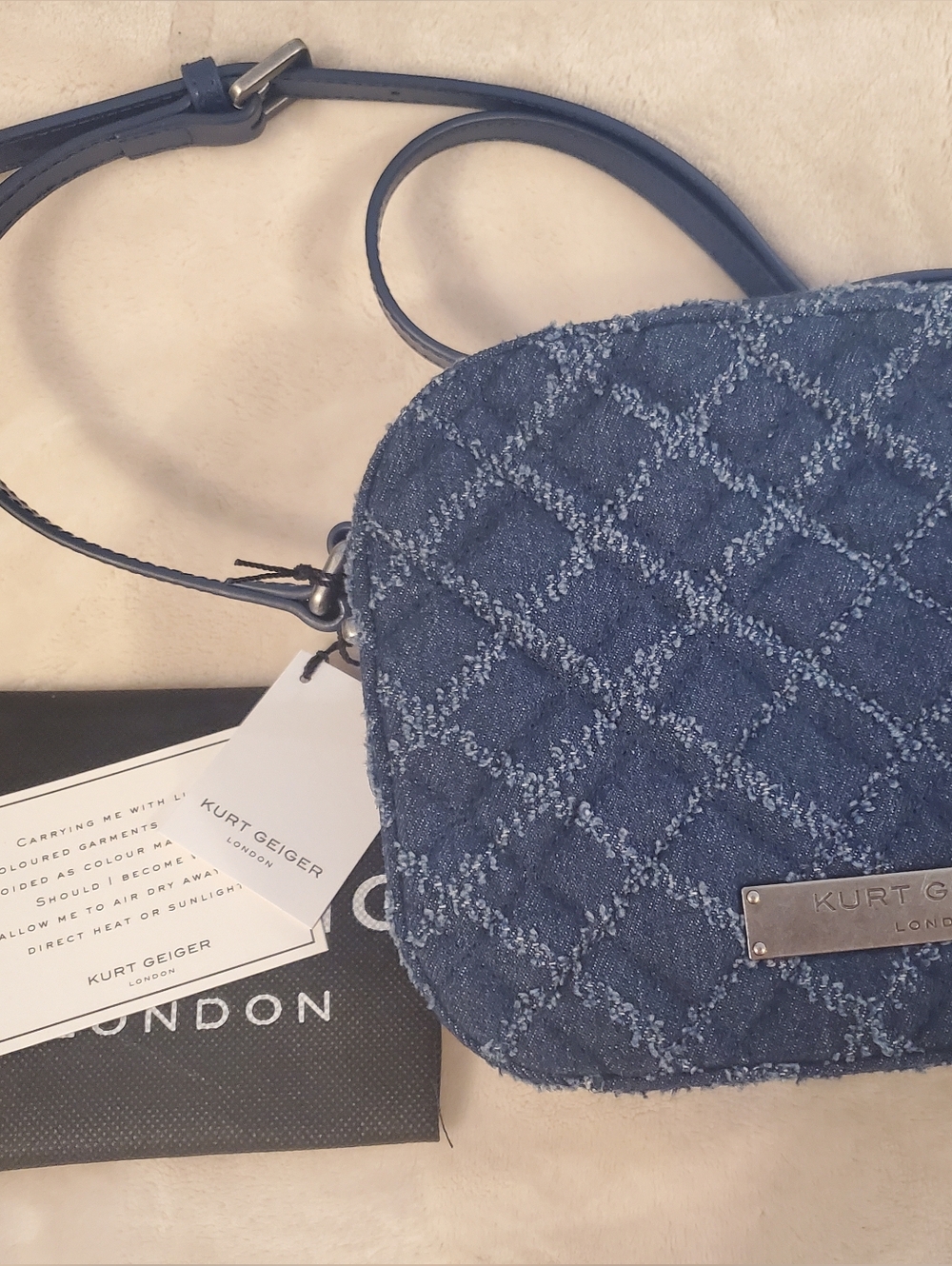 Kurt Geiger Denim Quilted Crossbody Bag - Picture 9 of 9